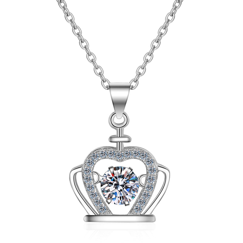 925 Sterling Silver Round Cut Dancing CZ Diamond Pendant Necklace