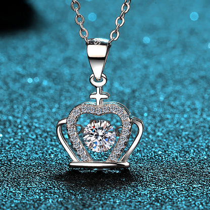 925 Sterling Silver Round Cut Dancing CZ Diamond Pendant Necklace