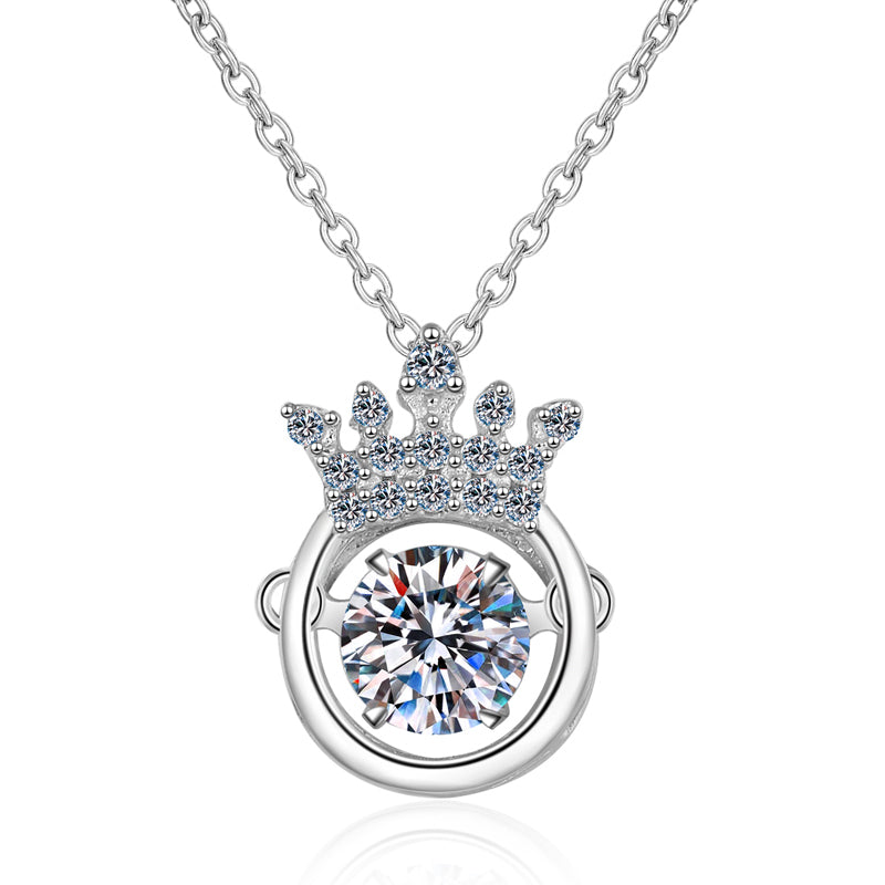 925 Sterling Silver Round Cut Dancing CZ Diamond Pendant Necklace