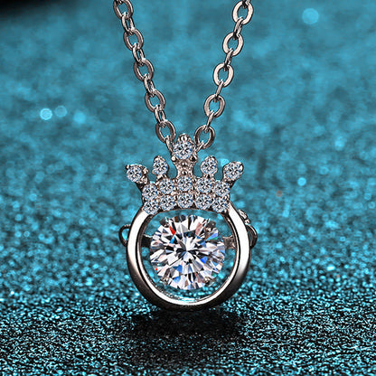 925 Sterling Silver Round Cut Dancing CZ Diamond Pendant Necklace