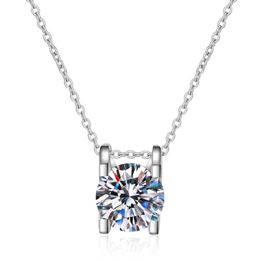 925 Sterling Silver Round Cut CZ Diamond Necklace