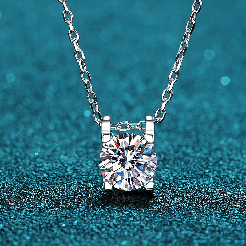 925 Sterling Silver Round Cut CZ Diamond Necklace