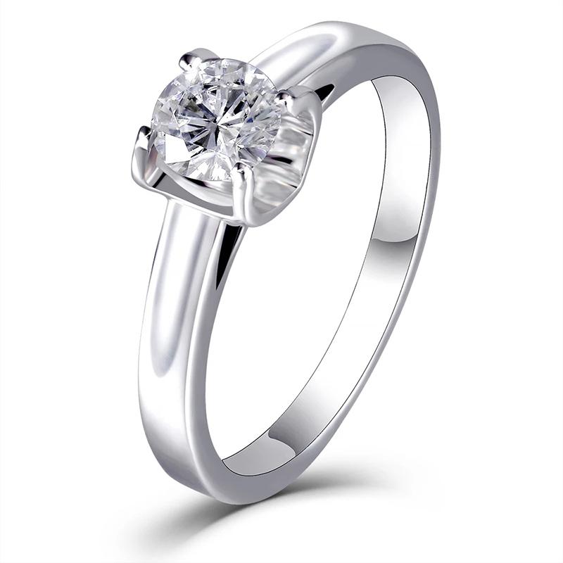 925 Sterling Silver Round Cut Solitaire CZ Ring