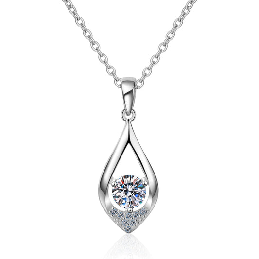 925 Sterling Silver Round Cut CZ Diamond Pendant Necklace