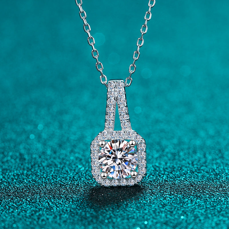 925 Sterling Silver Round Cut CZ Diamond Pendant Necklace