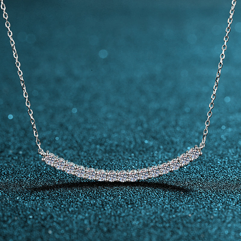 925 Sterling Silver Round Cut CZ Arc Row Necklace