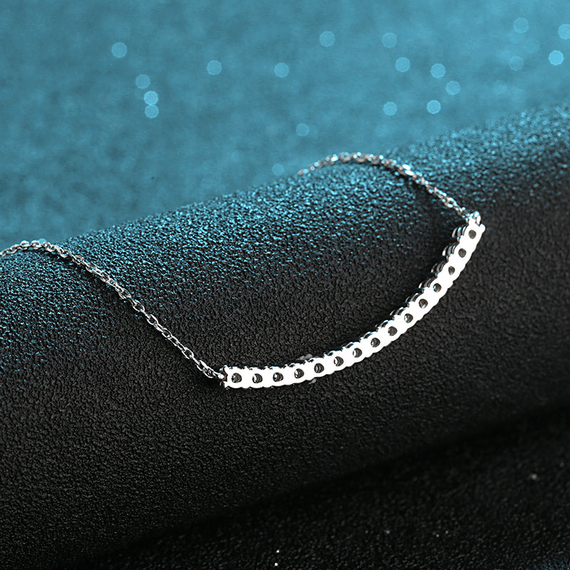 925 Sterling Silver Round Cut CZ Arc Row Necklace