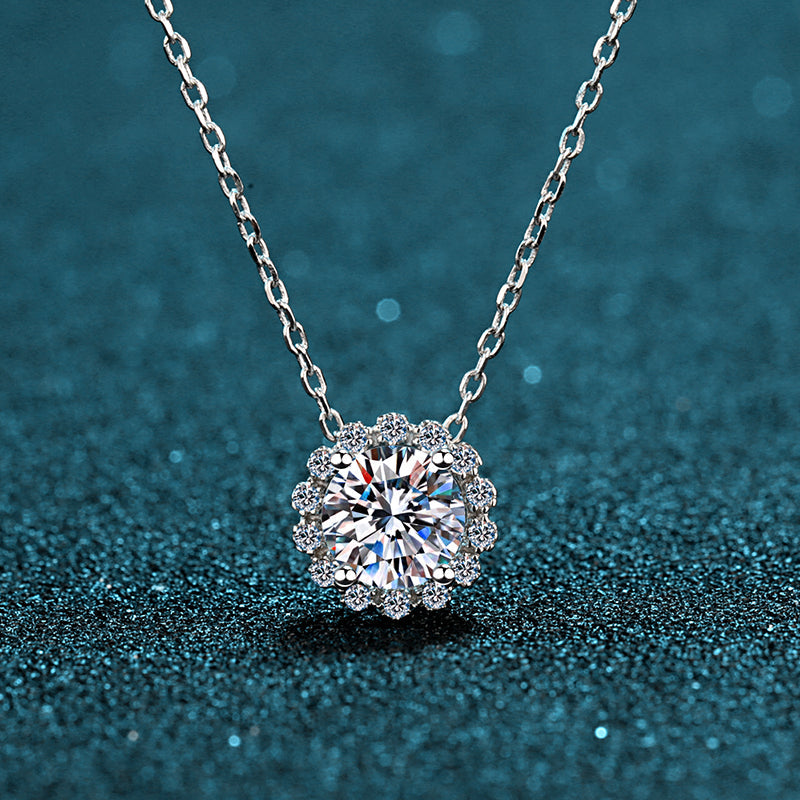 925 Sterling Silver Round Cut CZ Diamond Necklace