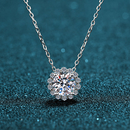 925 Sterling Silver Round Cut CZ Diamond Necklace