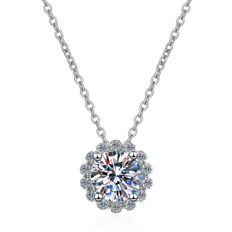 925 Sterling Silver Round Cut CZ Diamond Necklace