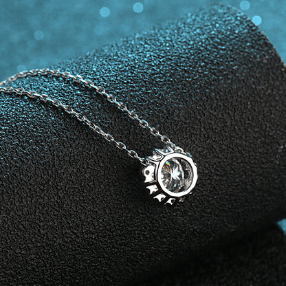 925 Sterling Silver Round Cut CZ Diamond Necklace