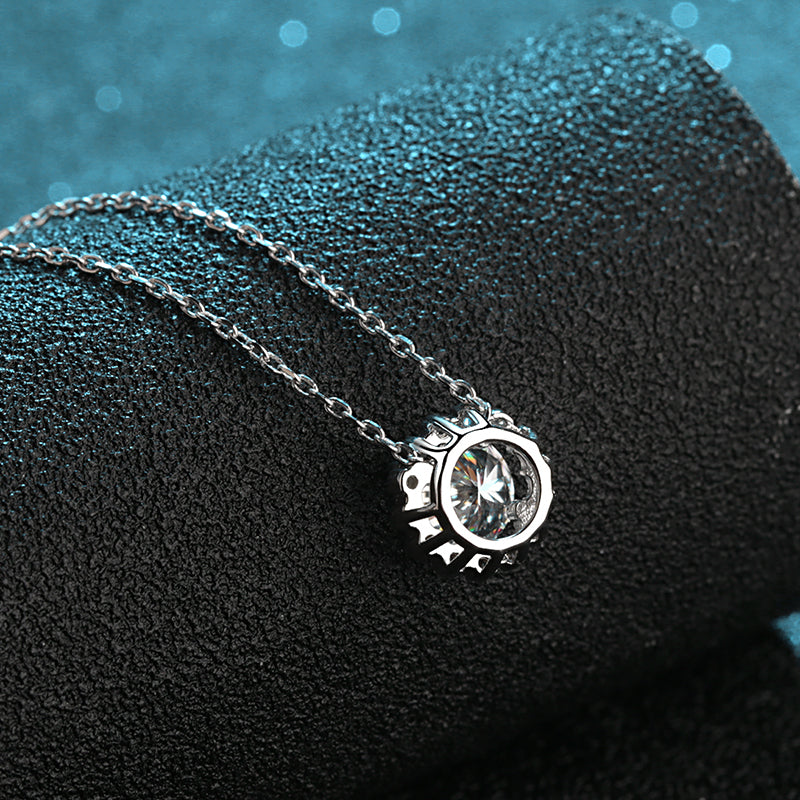 925 Sterling Silver Round Cut CZ Diamond Necklace