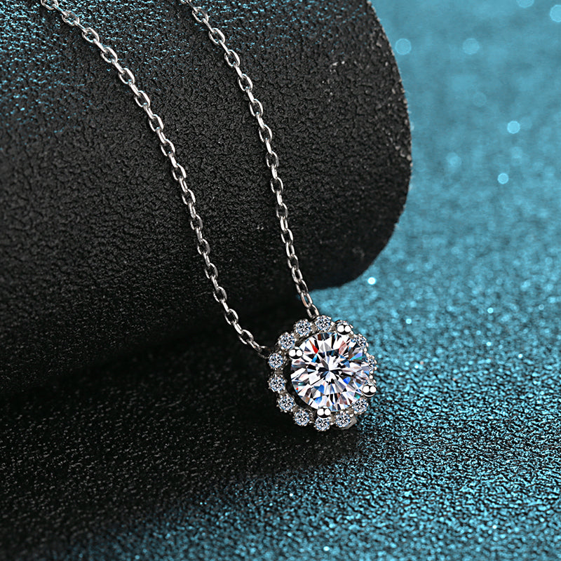 925 Sterling Silver Round Cut CZ Diamond Necklace