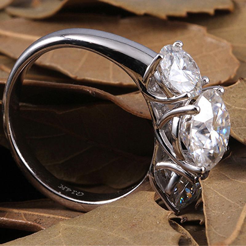 925 Sterling Silver Round Cut CZ Three Stone Ring for women