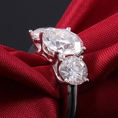 925 Sterling Silver Round Cut CZ Three Stone Ring for women