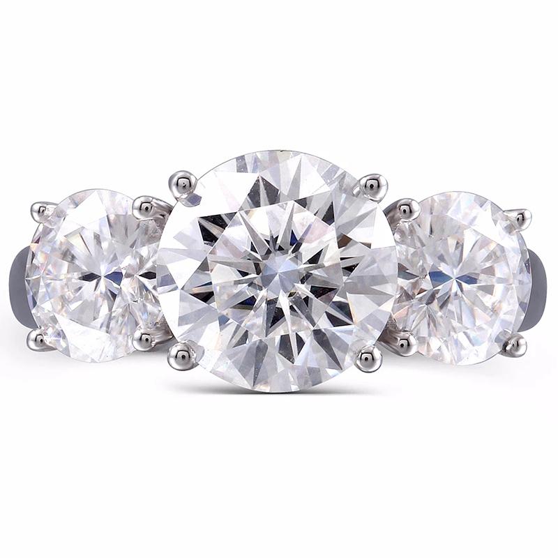 925 Sterling Silver Round Cut CZ Three Stone Ring for women