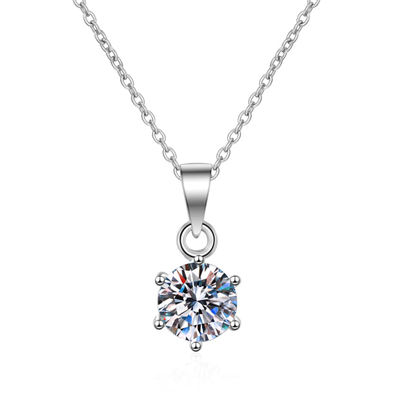 925 Sterling Silver Round Brilliant Cut CZ Diamond Pendant Necklace