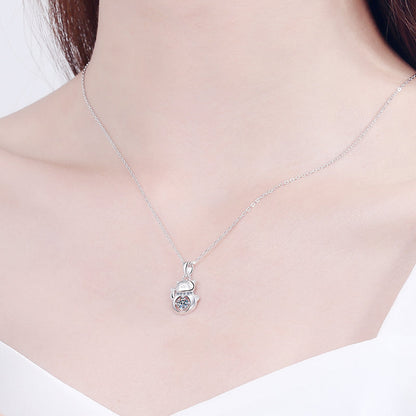 925 Sterling Silver Round Cut CZ Pendant Necklace