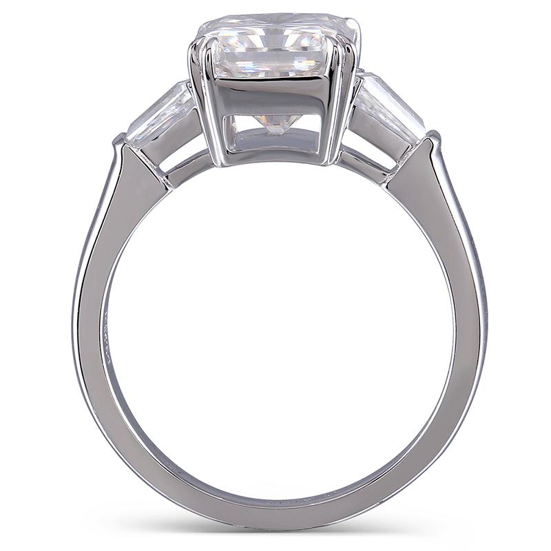 925 Sterling Silver Radiant Cut CZ Three Stone Engagement Ring