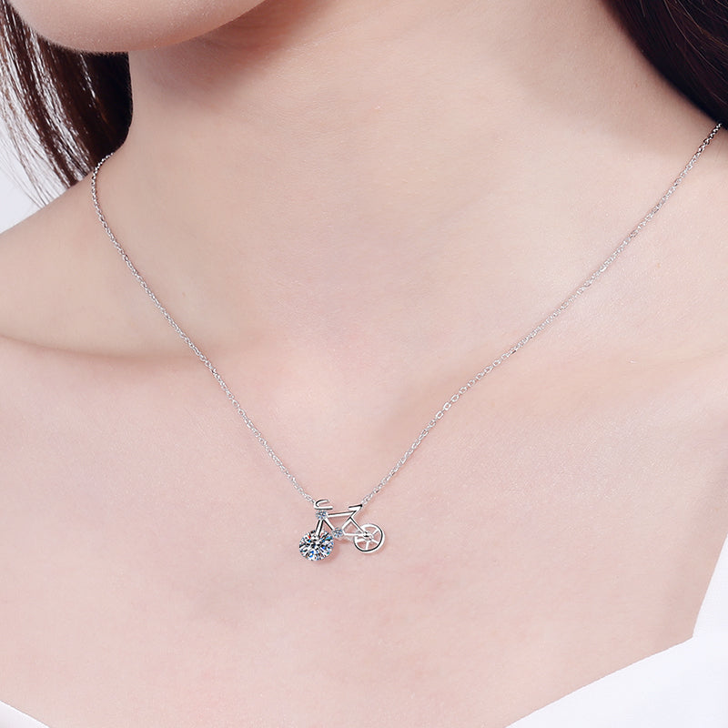 925 Sterling Silver Round Cut CZ Diamond Pendant Necklace