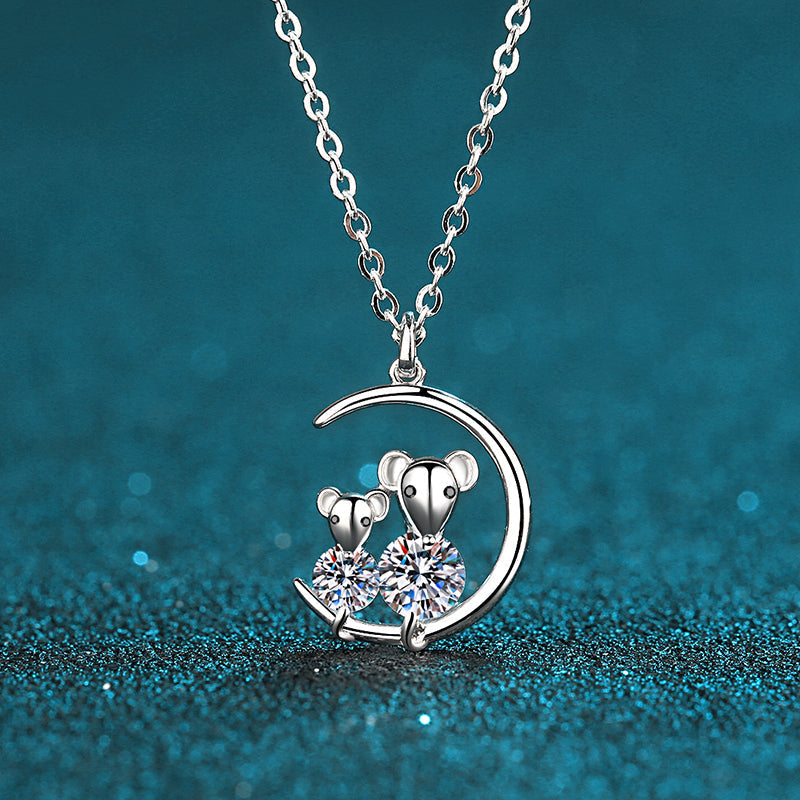 925 Sterling Silver Round Cut CZ Rat Necklace