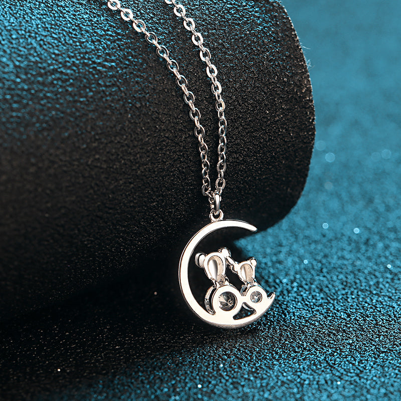 925 Sterling Silver Round Cut CZ Rat Necklace