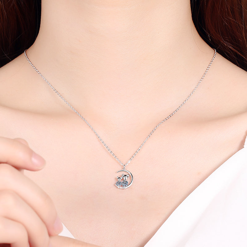 925 Sterling Silver Round Cut CZ Rat Necklace