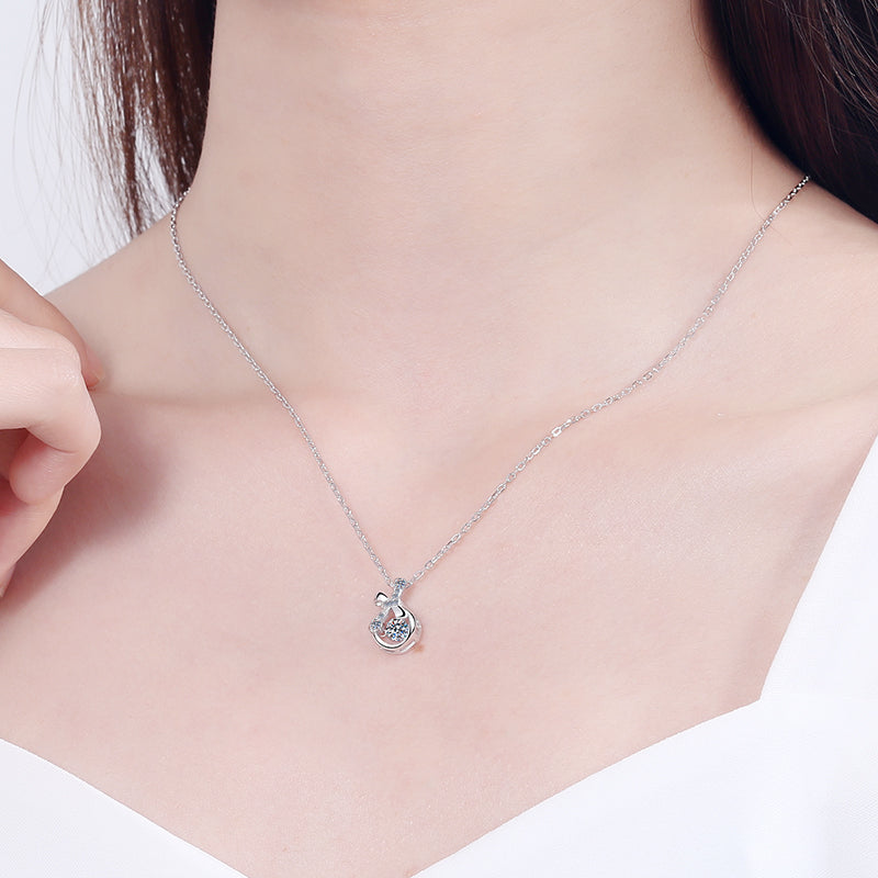 925 Sterling Silver Round Cut CZ  Necklace