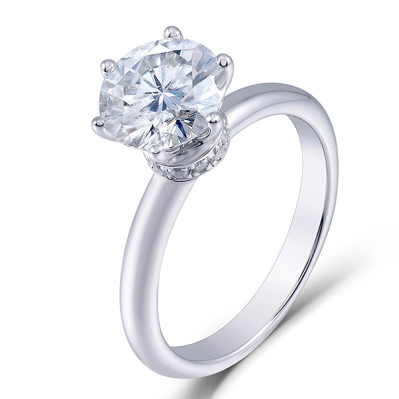 Sterling Silver Round Cut Hidden Halo CZ Diamond Ring