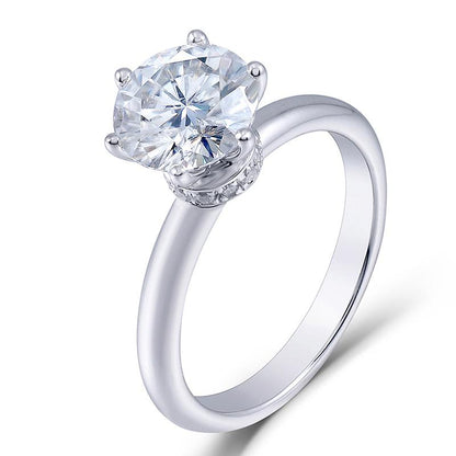 Sterling Silver Round Cut CZ Diamond Classic Ring