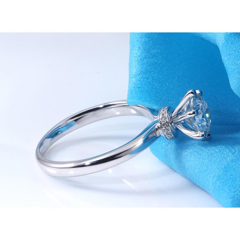 Sterling Silver Round Cut Hidden Halo CZ Diamond Ring