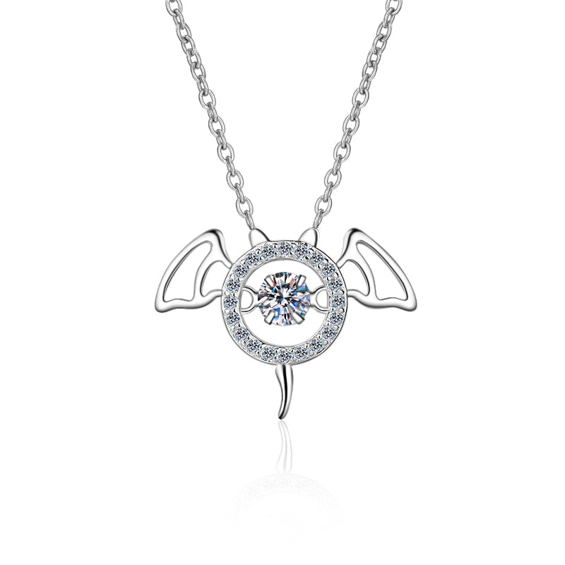 925 Sterling Silver Round Cut CZ Diamond Dancing Pendant