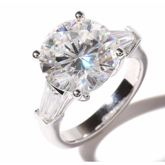 925 Sterling Silver Round Cut CZ Three Stone Ring for women