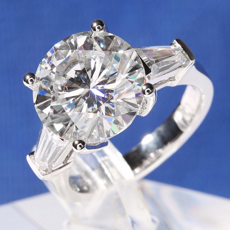 925 Sterling Silver Round Cut Three Stone CZ Engagement Ring