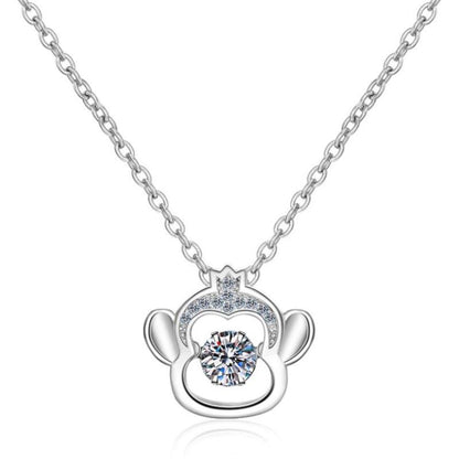 925 Sterling Silver Round Cut CZ Zodiac Dancing Pendant Necklace