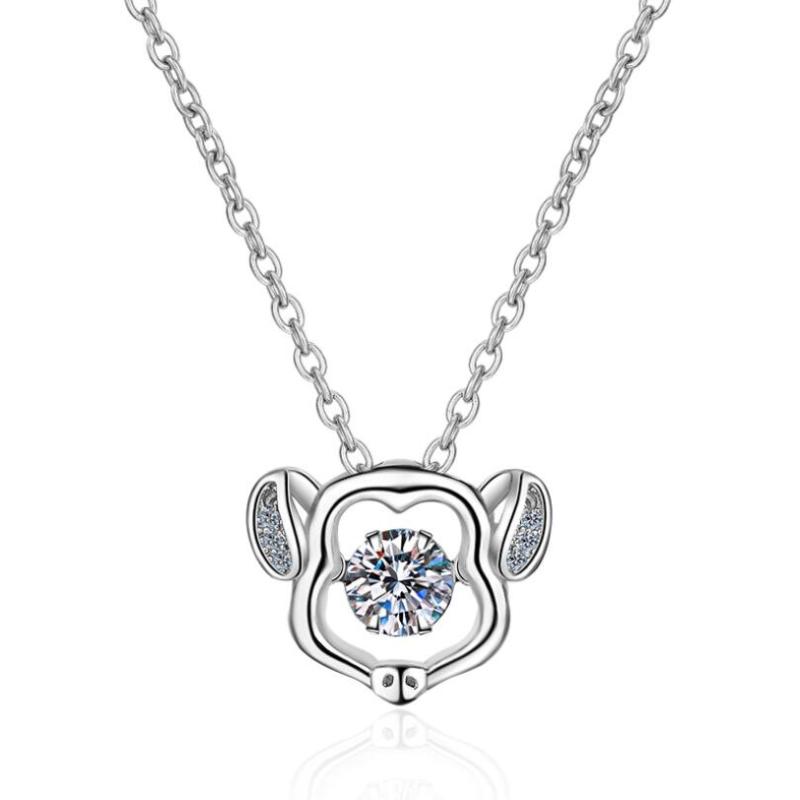 925 Sterling Silver Round Cut CZ Zodiac Dancing Pendant Necklace