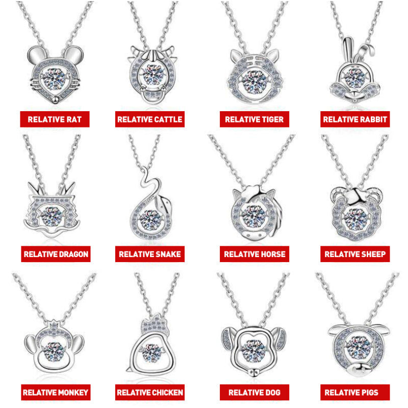 925 Sterling Silver Round Cut CZ Zodiac Dancing Pendant Necklace