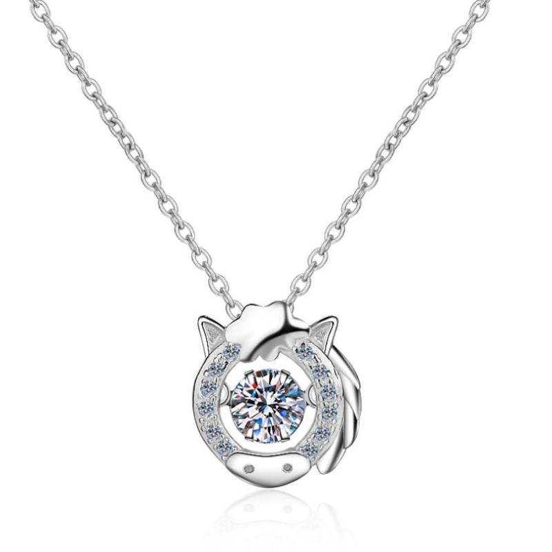 925 Sterling Silver Round Cut CZ Zodiac Dancing Pendant Necklace