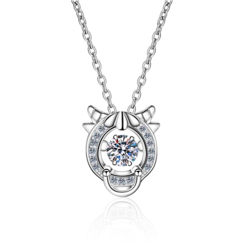 925 Sterling Silver Round Cut CZ Zodiac Dancing Pendant Necklace