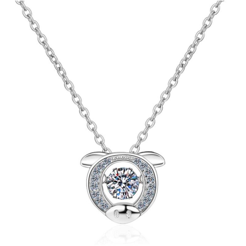 925 Sterling Silver Round Cut CZ Zodiac Dancing Pendant Necklace