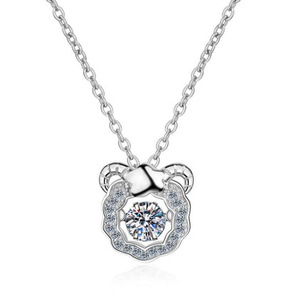 925 Sterling Silver Round Cut CZ Zodiac Dancing Pendant Necklace