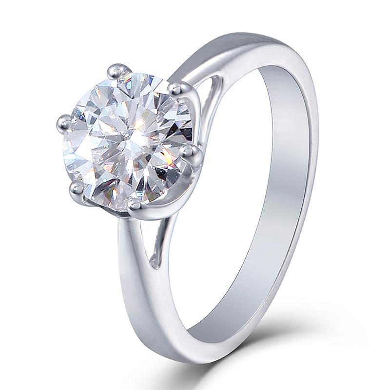 925 Sterling Silver Round Cut Solitaire CZ Engagement Ring