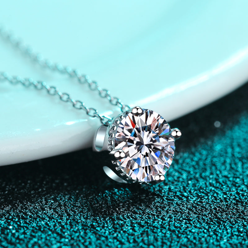 925 Sterling Silver Round Cut CZ Classic Pendant Necklace