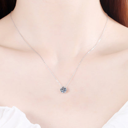 925 Sterling Silver Round Cut CZ Classic Pendant Necklace