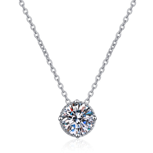 925 Sterling Silver Round Cut CZ Classic Pendant Necklace