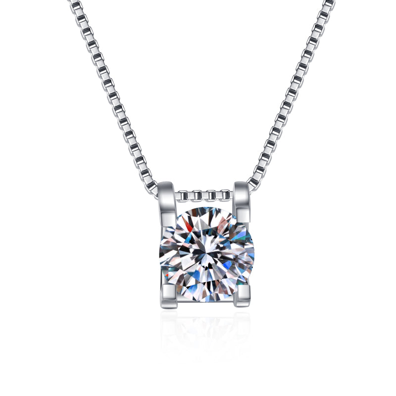 925 Sterling Silver Classis Round Cut CZ Diamond Necklace