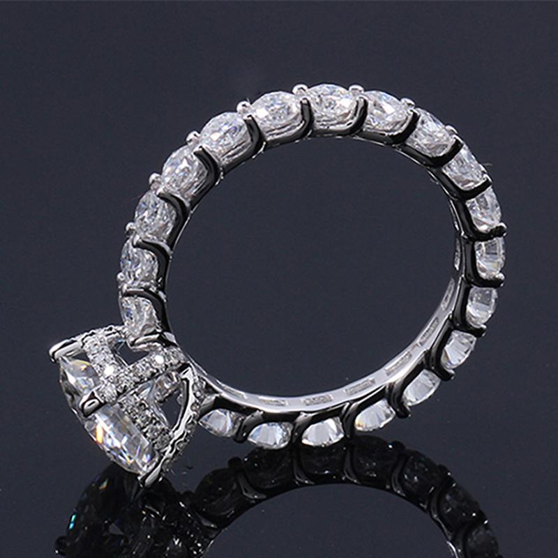 925 Sterling Silver Round Cut Pave CZ Engagement Ring