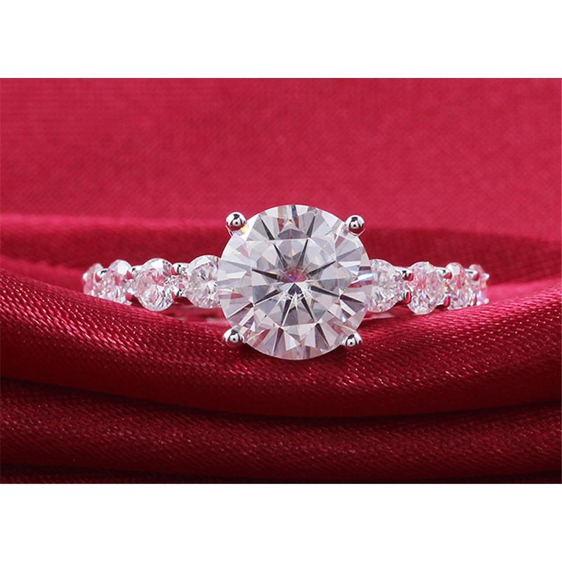 925 Sterling Silver Round Cut Pave CZ Engagement Ring