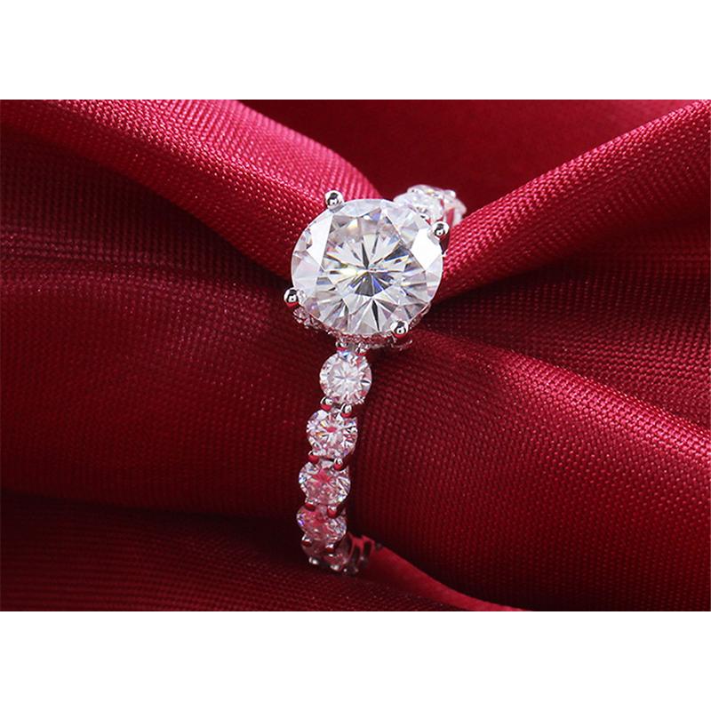 925 Sterling Silver Round Cut Pave CZ Engagement Ring