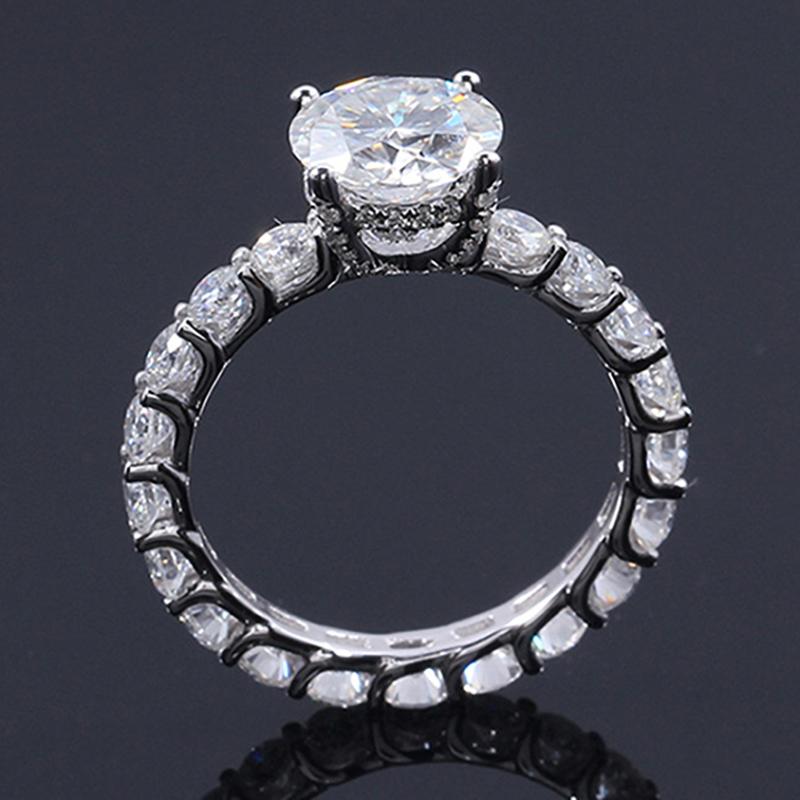 925 Sterling Silver Round Cut Pave CZ Engagement Ring